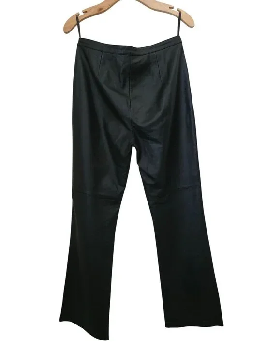 Vintage REFLECTIONS Black Leather Boot Cut Pants Women's Sz 8 - Picture 2 of 7